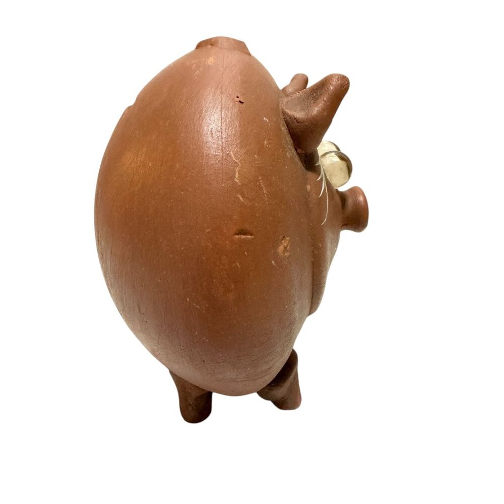 Handcrafted Mexican Terracotta Piggy Bank Decor Missing Top Handle - Picture 2 of 8